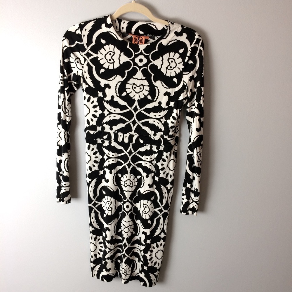 TORY BURCH 100% Silk Long Sleeve Sheath Dress